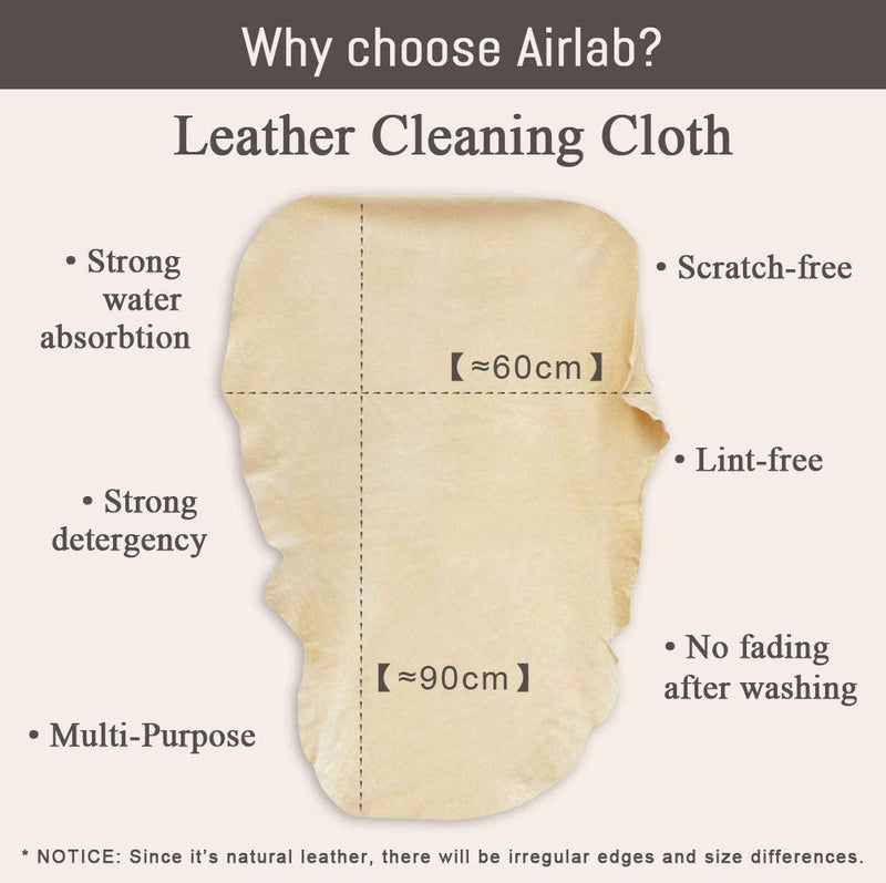 Airlab Chamois Cloth for Car - 35'' x 23.6'' (5.7 sq ft) - Extra Large Drying Natural Shammy Towel Real Leather Washing Cloth Cleaning Car Wipes - Image 4